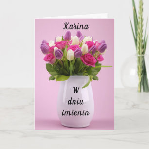 Personalised Karina Polish name day card