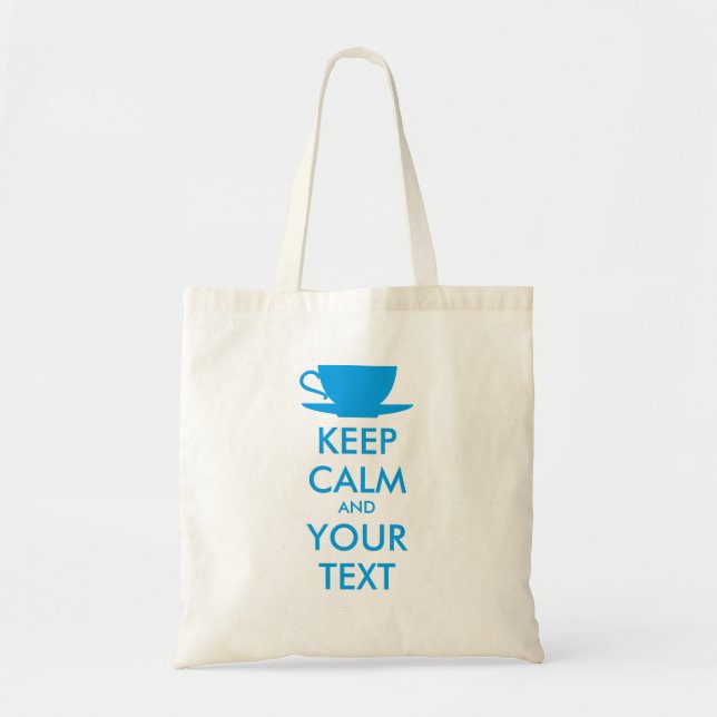 Personalised KEEP CALM and YOUR TEXT - blue cap Tote Bag (Front)