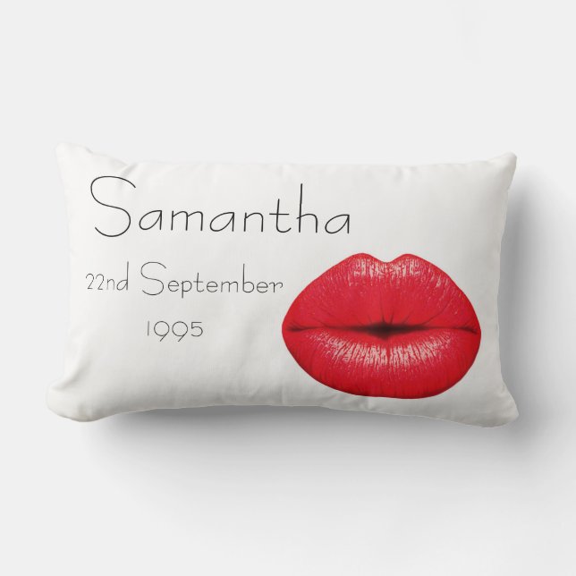 Personalised Kiss lips birthday Lumbar Pillow (Front)