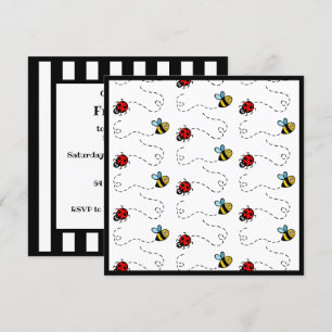 Personalised Ladybird and Bumblebee Invitation