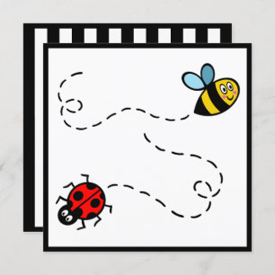 Personalised Ladybird and Bumblebee Invitation