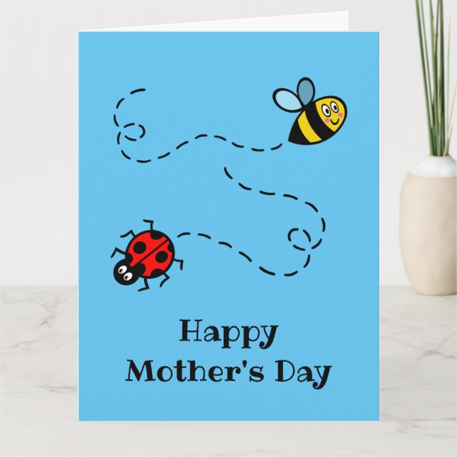 Personalised Ladybird + Bumblebee Mother's Day  Card (Front)