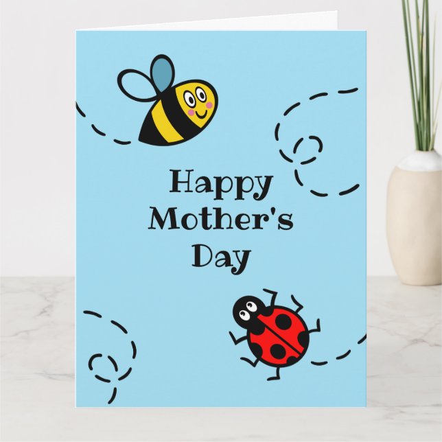 Personalised Ladybird + Bumblebee Mother's Day Card (Front)