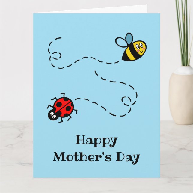 Personalised Ladybird + Bumblebee Mother's Day  Card (Front)