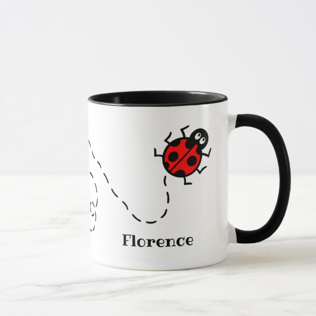 Personalised Ladybird Heart Pattern  Mug (Right)