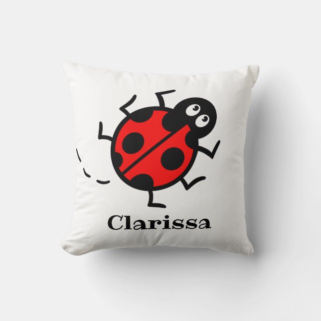 Personalised Ladybird Pattern Throw Pillow (Front)
