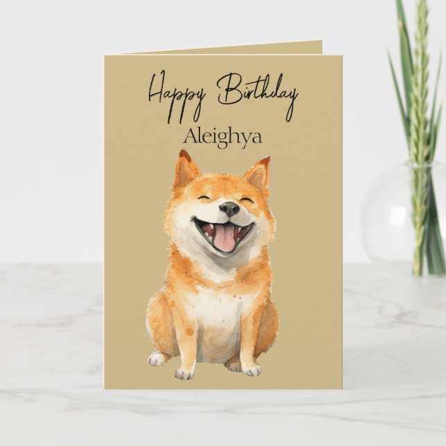 Personalised Laughing Shiba Inu Card (Front)