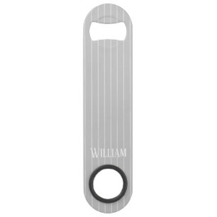 Personalised light grey pinstripes bar key