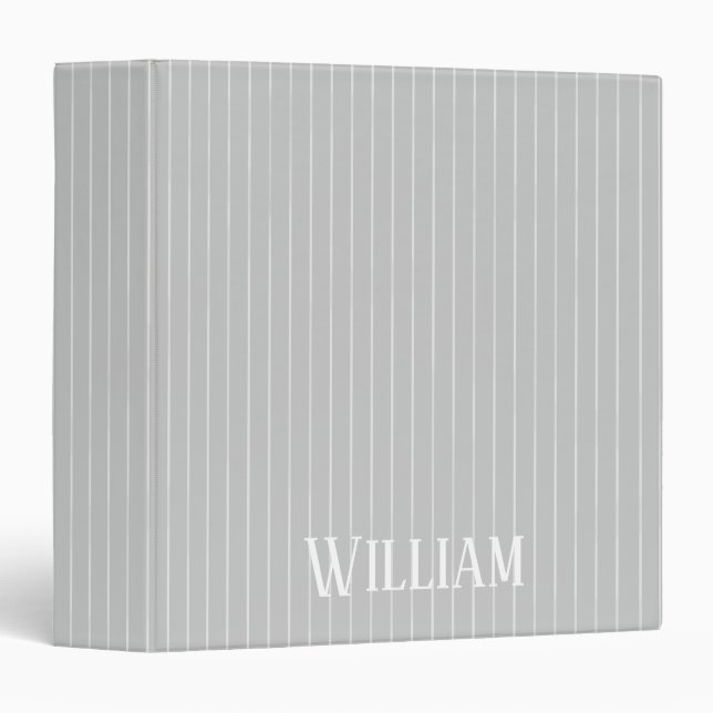 Personalised light grey pinstripes binder (Front/Spine)