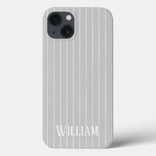 Personalised light grey pinstripes Case-Mate iPhon iPhone 13 Case