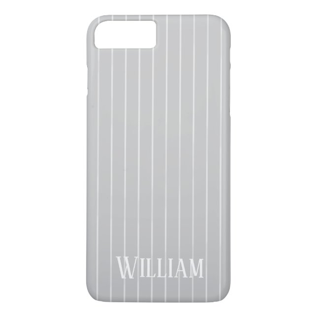 Personalised light grey pinstripes Case-Mate iPhone case (Back)