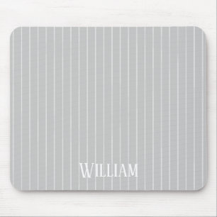 Personalised light grey pinstripes mouse pad