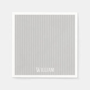 Personalised light grey pinstripes napkin