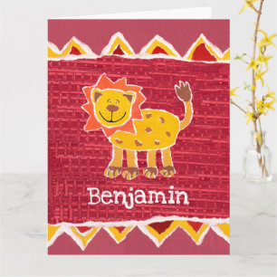 Personalised Lion Collage Print Birthday Card