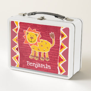 Personalised Lion Collage Print Lunch Box
