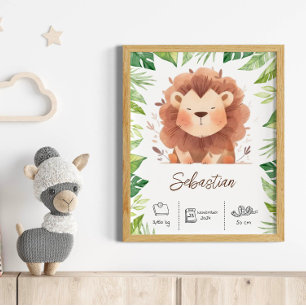 Personalised lion nursery art print