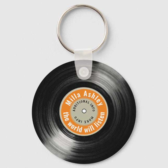 personalised LP vinyl record with name Keychain (Front)