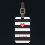 Personalised Luggage tag striped watercolor heart<br><div class="desc">A cute luggage tag make it easier to spot your bag! This is specially designed for elegant girls.</div>