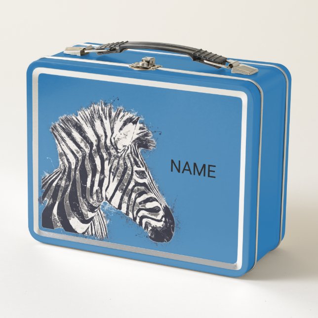 Personalised lunchbox with this Punk Zebra Print (Front)