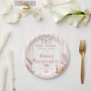personalised Lux Pink Bachelorette Party bridal Paper Plate