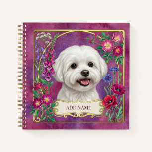 Personalised Maltese Dog Pink Notebook