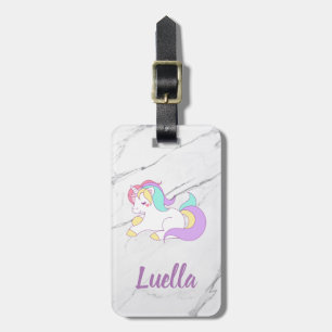 Personalised Marble Unicorn luggage tag