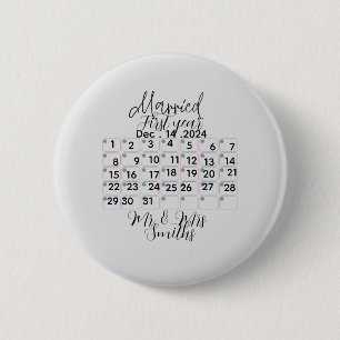 Personalised Married Calendar Date 2 Inch Round Button