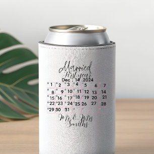 Personalised Married Calendar Date Ceramic  Can Cooler