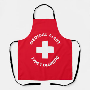 Personalised Medical Alert  Diabetic Red  Apron