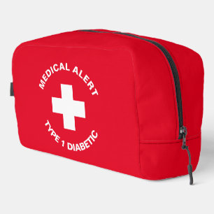 Personalised Medical Alert  Diabetic Red  Dopp Kit