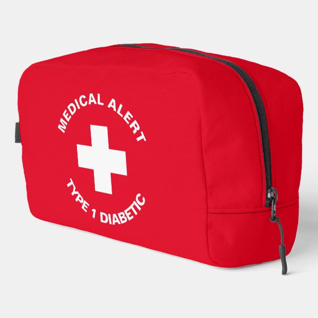 Personalised Medical Alert  Diabetic Red  Dopp Kit (Right Corner)