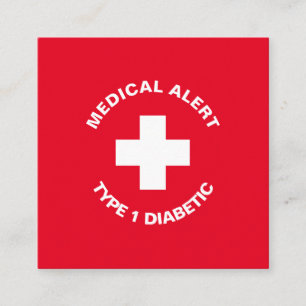 Personalised Medical Alert  Diabetic Red  Enclosure Card