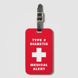 Personalised Medical Alert Diabetic Type 2 Luggage Tag