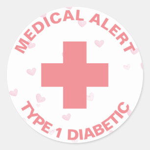 Personalised Medical Alert Insulin Diabetic Cute Classic Round Sticker