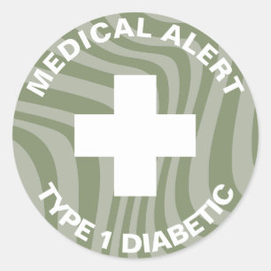 Personalised Medical Alert Insulin Diabetic Cute Classic Round Sticker