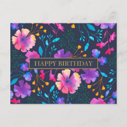 Personalised Message Colourful Floral Postcard