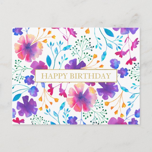 Personalised Message Floral Pattern Postcard (Front)