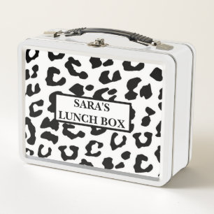 Personalised Metal Lunch Box - Leopard Print