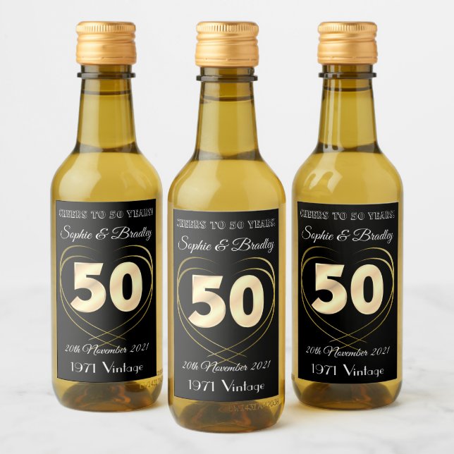Personalised Mini 50th Wedding Anniversary Wine Label (Bottles)