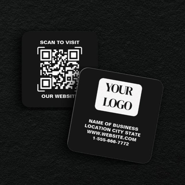 PERSONALISED Modern Black and QR CodeBusiness Card (Creator Uploaded)