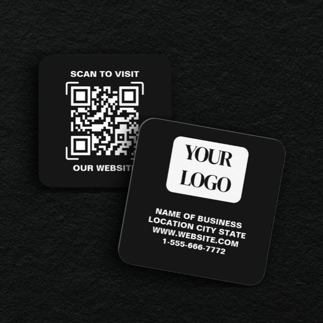 PERSONALISED Modern Black and QR CodeBusiness Card (Creator Uploaded)