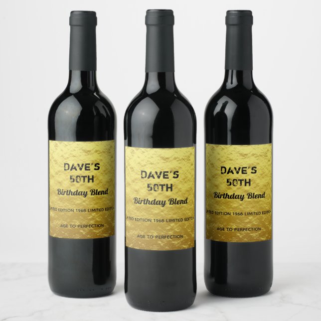 Personalised Modern Gold Birthday Party Wine Label (Bottles)