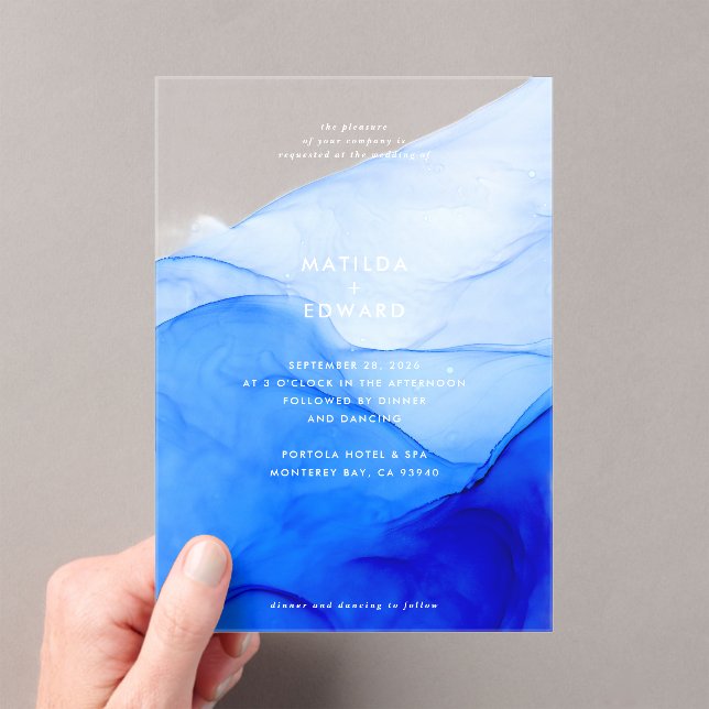 Personalised Modern Ink Wedding Abstract Bold  Acrylic Invitations (Insitu (Handheld))