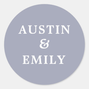 Personalised Modern Purple Wedding Classic Round Sticker