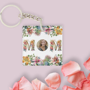 Personalised MOM Mothers Day flower Photo Keychain