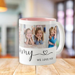 Personalised Mommy We Love You 4 Photo Two-Tone Coffee Mug