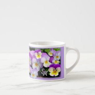  Personalised Monogram Dainty Pansy  Espresso Cup