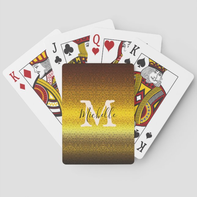 Personalised monogram gold  playing cards (Back)