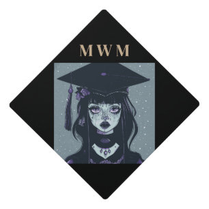 Personalised Monogram Goth Graduation Cap Topper