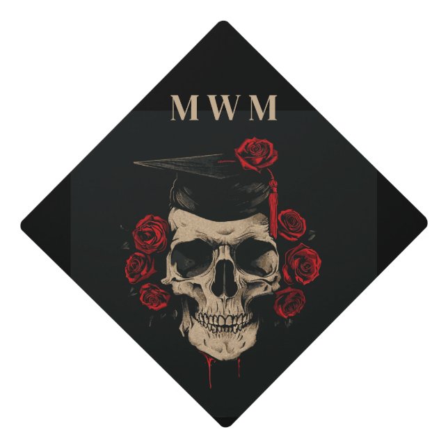 Personalised Monogram Goth Graduation Cap Topper (Front)